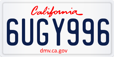 CA license plate 6UGY996