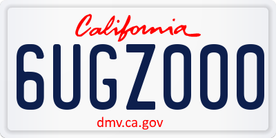 CA license plate 6UGZ000