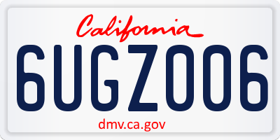 CA license plate 6UGZ006