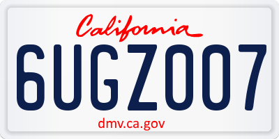 CA license plate 6UGZ007