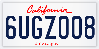 CA license plate 6UGZ008