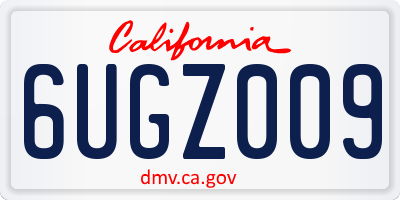 CA license plate 6UGZ009