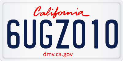 CA license plate 6UGZ010