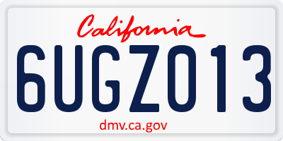CA license plate 6UGZ013