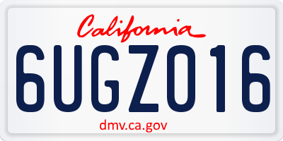 CA license plate 6UGZ016
