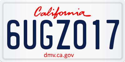 CA license plate 6UGZ017