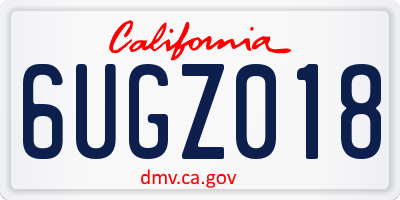CA license plate 6UGZ018