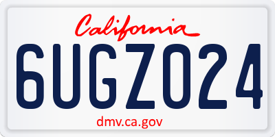 CA license plate 6UGZ024