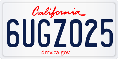 CA license plate 6UGZ025