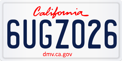 CA license plate 6UGZ026