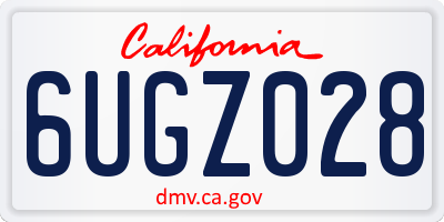 CA license plate 6UGZ028