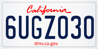 CA license plate 6UGZ030