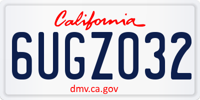 CA license plate 6UGZ032