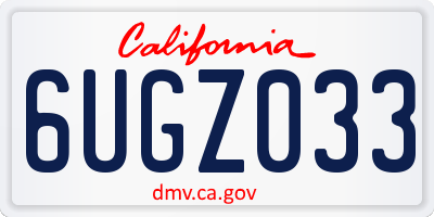 CA license plate 6UGZ033