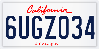 CA license plate 6UGZ034