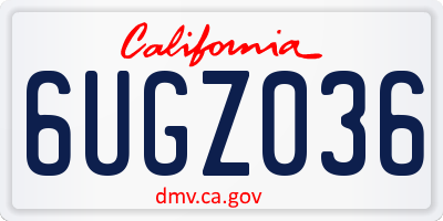 CA license plate 6UGZ036