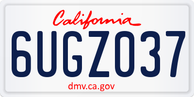 CA license plate 6UGZ037