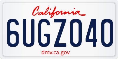 CA license plate 6UGZ040
