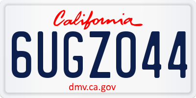 CA license plate 6UGZ044