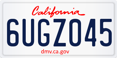 CA license plate 6UGZ045