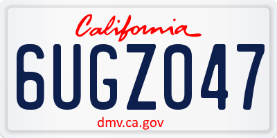 CA license plate 6UGZ047