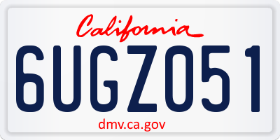 CA license plate 6UGZ051