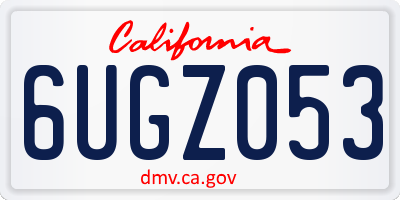 CA license plate 6UGZ053