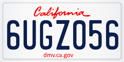 CA license plate 6UGZ056