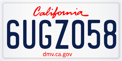 CA license plate 6UGZ058