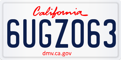CA license plate 6UGZ063