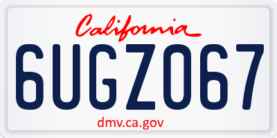 CA license plate 6UGZ067