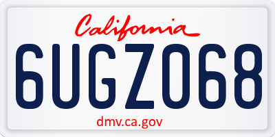 CA license plate 6UGZ068
