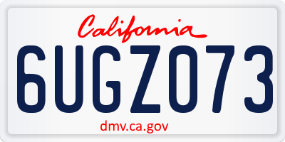CA license plate 6UGZ073