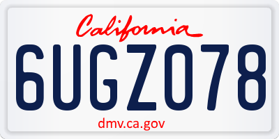 CA license plate 6UGZ078