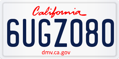 CA license plate 6UGZ080