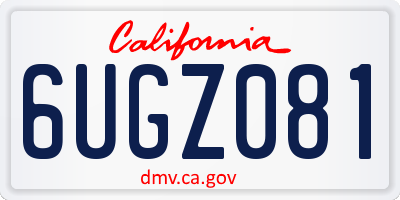 CA license plate 6UGZ081