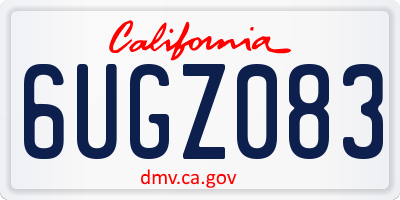 CA license plate 6UGZ083