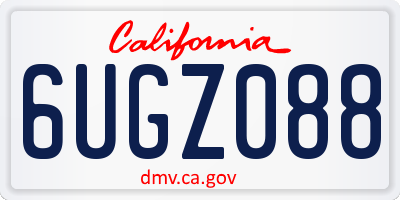 CA license plate 6UGZ088