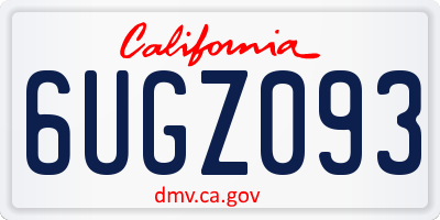 CA license plate 6UGZ093