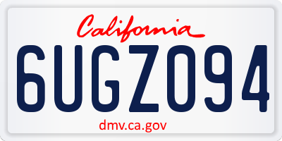 CA license plate 6UGZ094