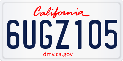 CA license plate 6UGZ105