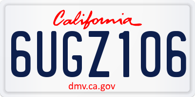 CA license plate 6UGZ106