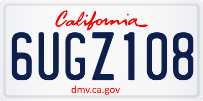 CA license plate 6UGZ108