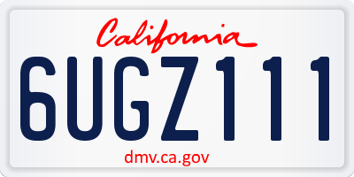 CA license plate 6UGZ111