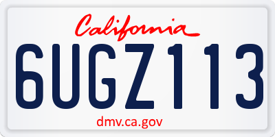 CA license plate 6UGZ113