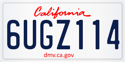 CA license plate 6UGZ114