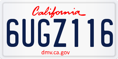 CA license plate 6UGZ116