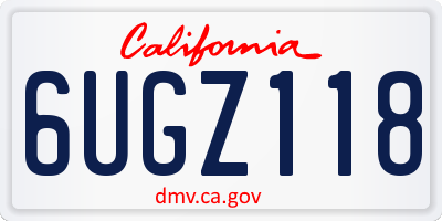CA license plate 6UGZ118