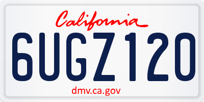 CA license plate 6UGZ120