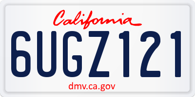 CA license plate 6UGZ121
